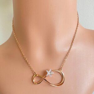 FAC Cubic Zirconia Star Infinity Rose Gold tone Necklace